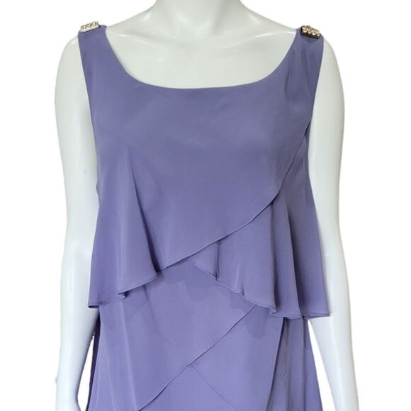 SL FASHIONS Cornflower Blue Tiered Dress 22W Formalwear Sleeveless Layered Party - Picture 3 of 8